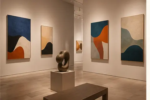 Ilustración temática de una sala de exposiciones